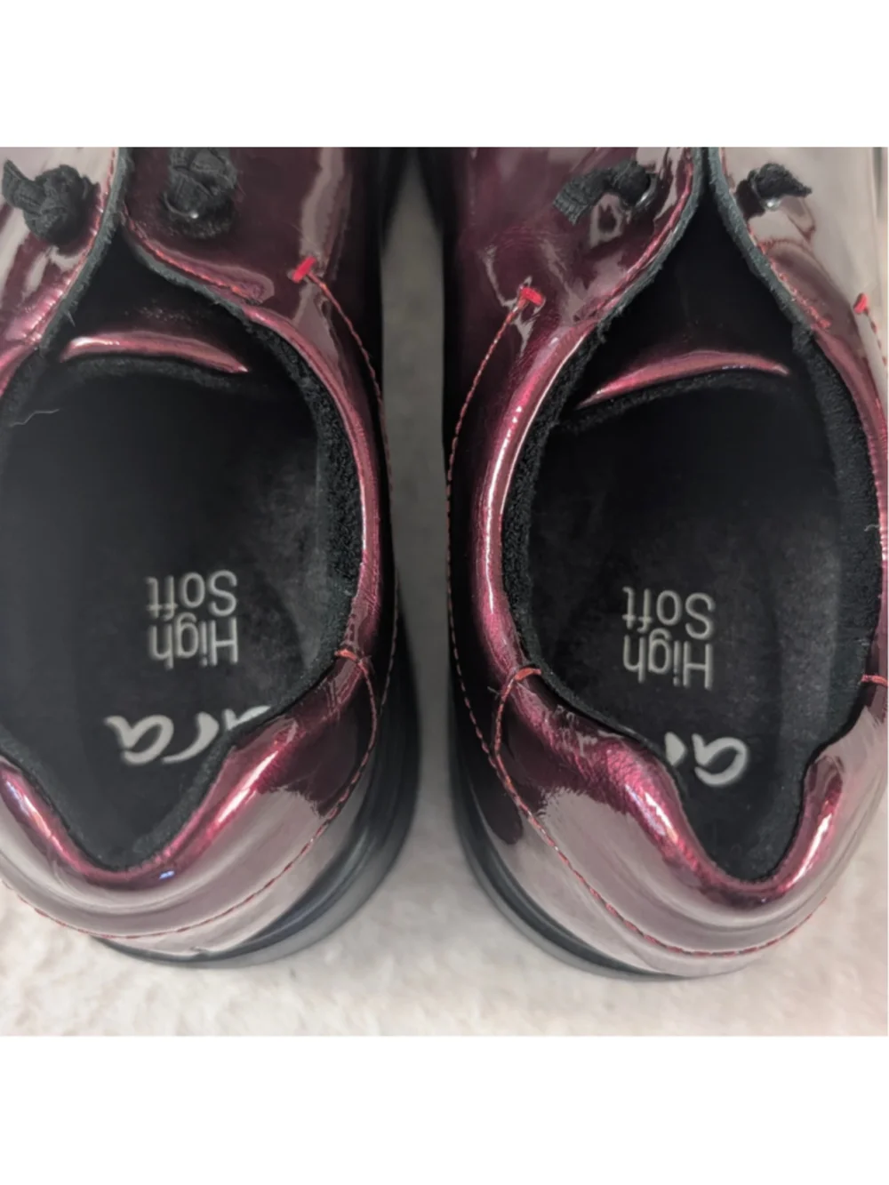 Ara HighSoft Metallic Burgundy Patent Leather Lace Up Sneakers Shoes - Size 7